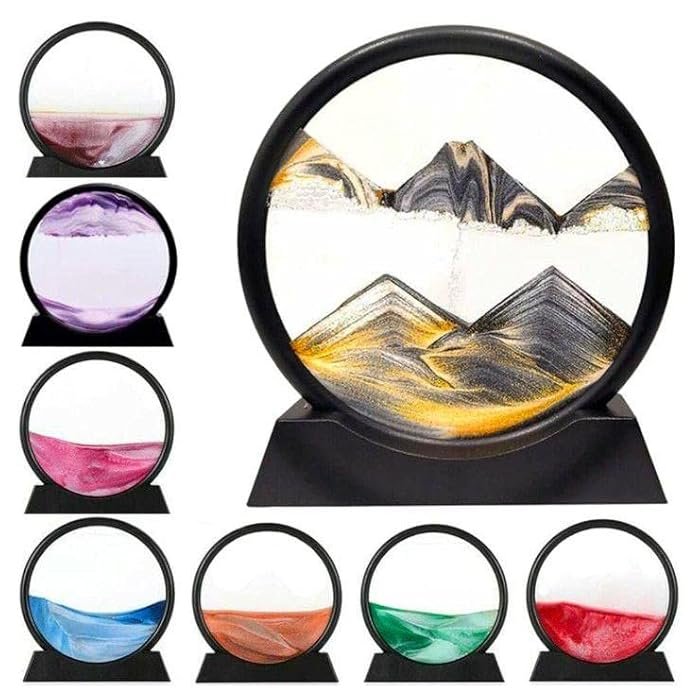 ساعة رملية بشكل دائري للديكور متحركة ديناميكية ثلاثية الابعاد